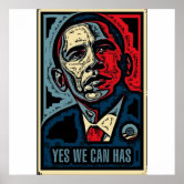 Barack Obama Yes We Can Art Wall Indoor Room Outdoor Poster - POSTER 20x30