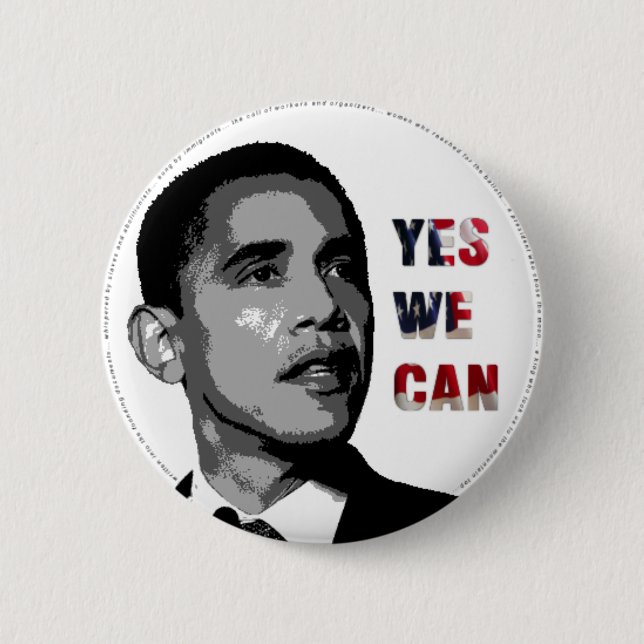 Yes We Can - Obama Political Button (Front)