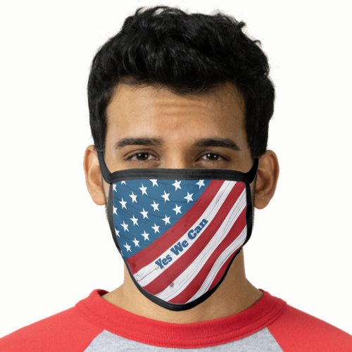 Yes We Can Rustic Patriotic Stars Stripes USA Flag Face Mask