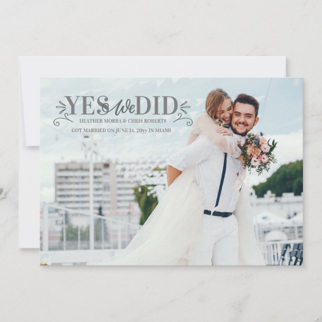 Yes We Did Photo Wedding Announcement (Front)