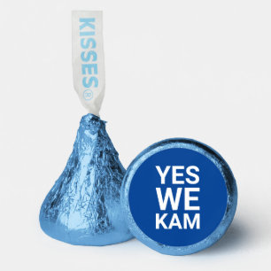 Yes We Kam funny modern typography white blue Hershey®'s Kisses®