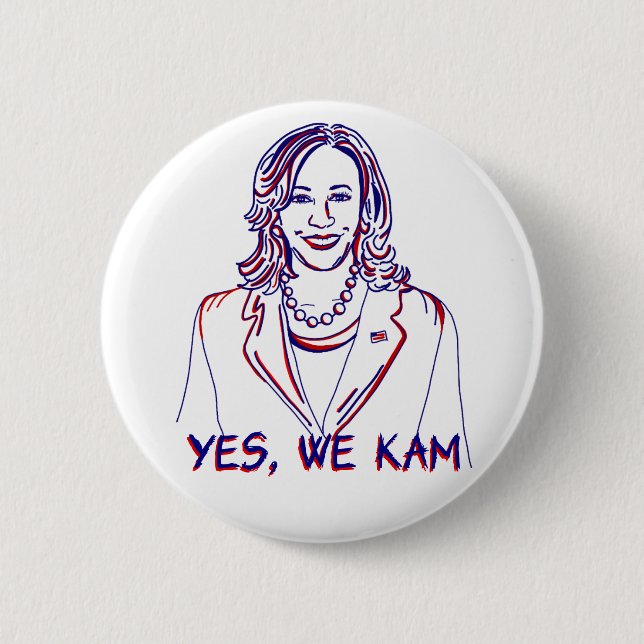 Yes, We Kam! Kamala Harris 2024 Election Button (Front)