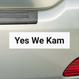Yes We Kam minimalist democratic party black white Bumper Sticker