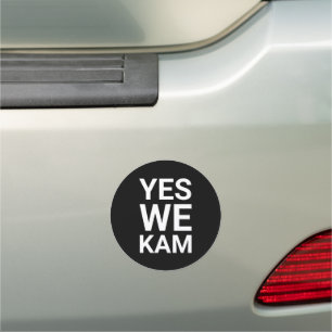 Yes We Kam minimalist modern democrat white black Car Magnet