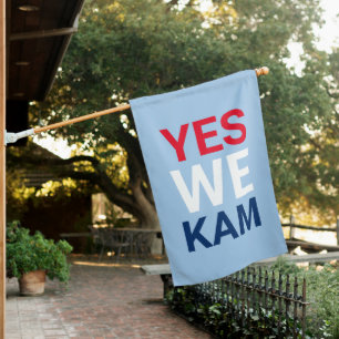Yes We Kam modern red white blue typography House Flag