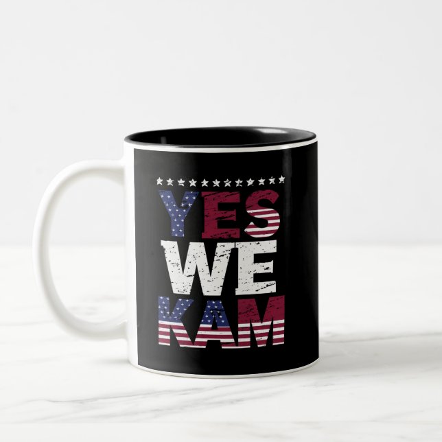 Yes We Kam Saying Quote Two-Tone Coffee Mug (Left)