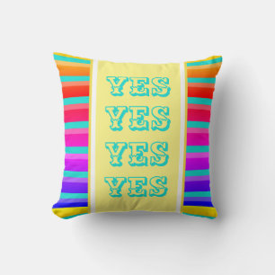 YES Yellow Color Stripes Pattern Double Sided Throw Pillow