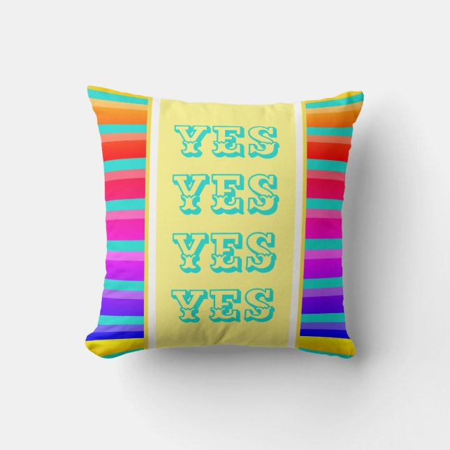 YES Yellow Color Stripes Pattern Double Sided Throw Pillow (Front)
