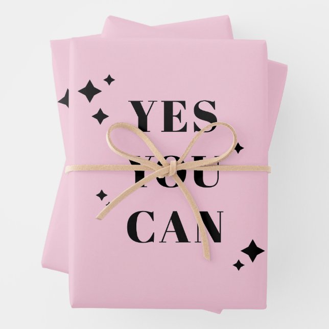 Yes You Can Inspirational Quote Wrapping Paper Sheets (In situ)