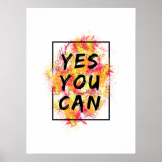 Yes You Can, Motivational, Inspirational, Modern Poster
