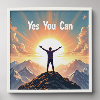 Yes You Can Motivational Mountain Sunrise Canvas Peel And Stick Photo Tile