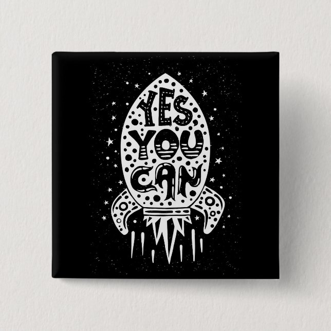 Yes You Can Rocketship Button (Front)