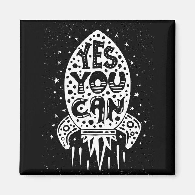 Yes You Can Rocketship Magnet (Front)