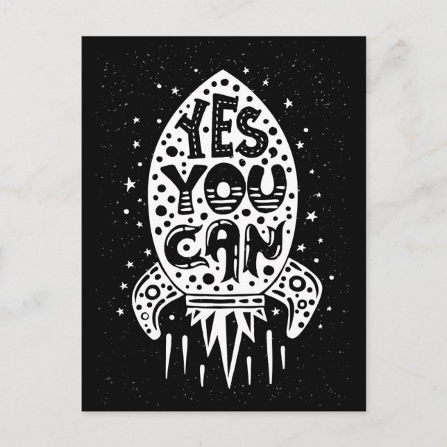 Yes You Can Rocketship Postcard (Front)