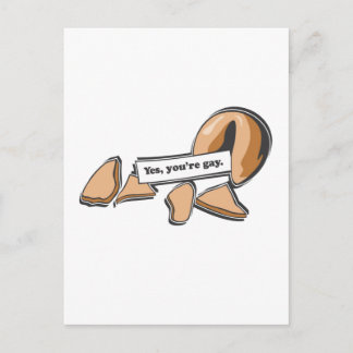YES, YOU'RE GAY FORTUNE COOKIE POSTCARD