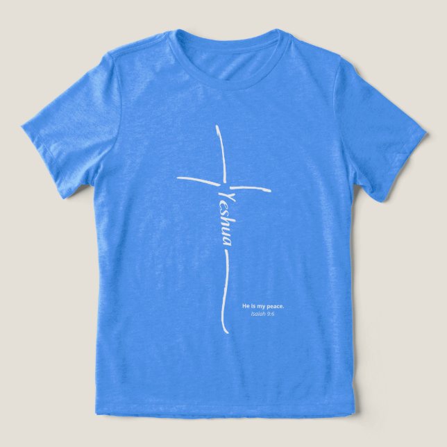 Yeshua Cross Messianic Believer Hebrew Torah Tri-Blend Shirt (Design Front)