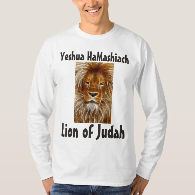 Yeshua HaMashiach, LION OF JUDAH T-shirts (Front)