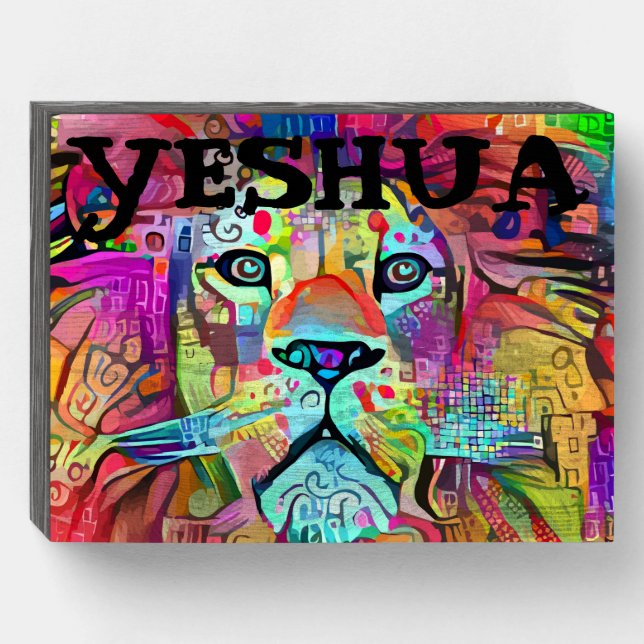 YESHUA LION OF JUDAH CHRISTIAN WOOD WALL SIGN (Front Horizontal)