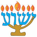 Yeshua Menorah Blue Cutout<br><div class="desc">This blue Yeshua Menorah would look nice on your bookcase, desk or mantle. This makes a lovely gift for a fellow believer. It is a great way to share your faith with others.</div>
