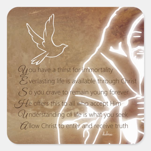 YESHUA Messiah Jesus Christ Christian Poem Square Sticker (Front)