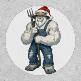 Yeti Abominable Snowman Farmer Funny Holiday Farm Patch