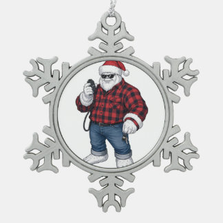 Yeti Abominable Snowman Truck Driver Trucker Funny Snowflake Pewter Christmas Ornament