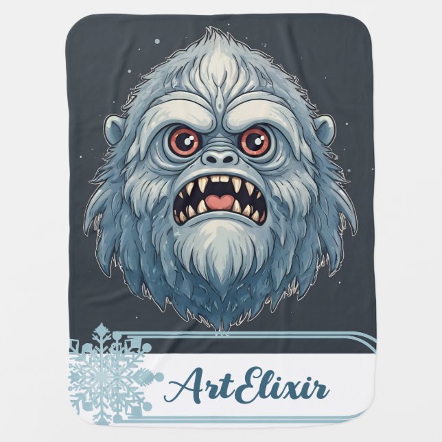 Yeti Angry Drawing Print Baby Blanket (Front)