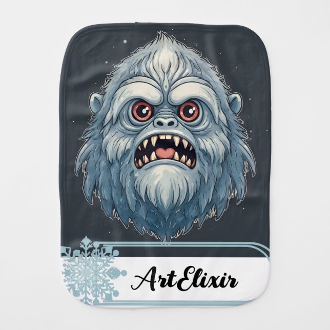 Yeti Angry Drawing Print  Baby Burp Cloth (Front)
