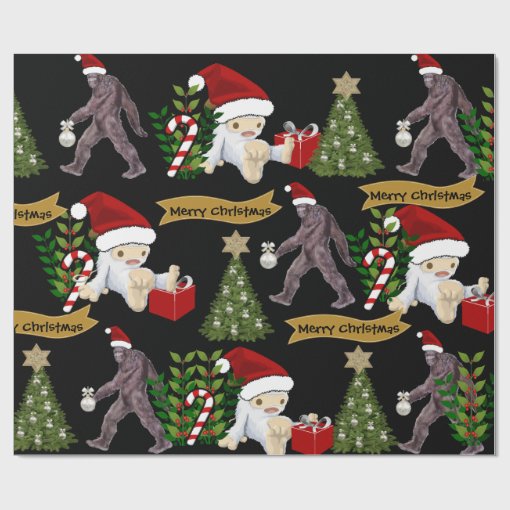 Yeti & Bigfoot Christmas Wrapping Paper Zazzle