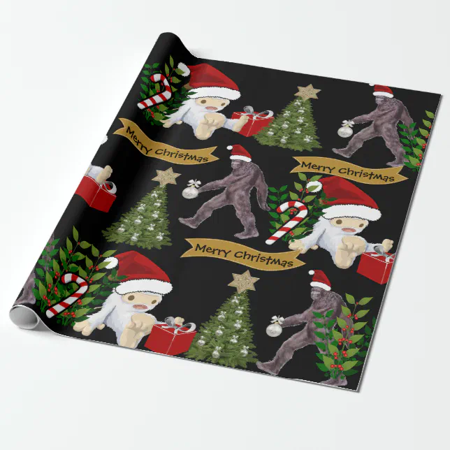 Yeti & Bigfoot Christmas Wrapping Paper Zazzle