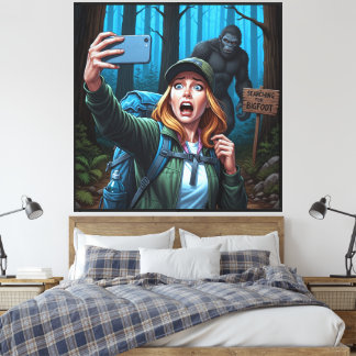 Yeti Bigfoot Sasquatch Selfie Forest Canvas Print