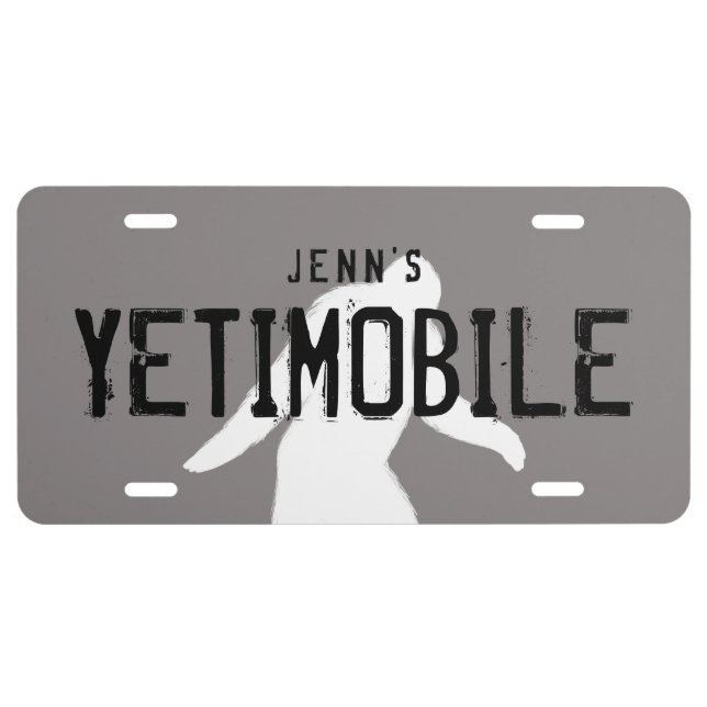 Yeti Bigfoot Silhouette YETIMOBILE Custom Text License Plate (Front)