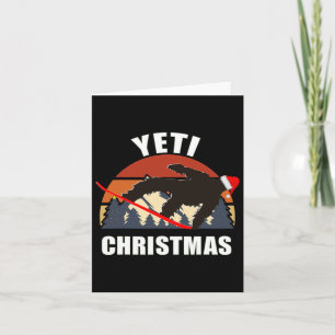 Yeti Christmas - Bigfoot Snowboarding Wearing Red Card