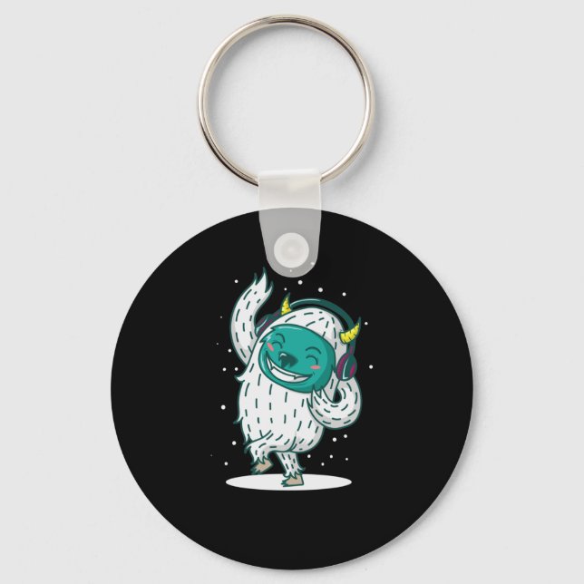Yeti Eismonster hört im Winter Musik und tanzt Keychain (Front)