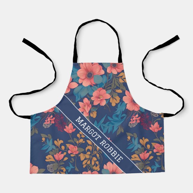 Yeti Floral Colorful Personalized Pattern Apron (Front)