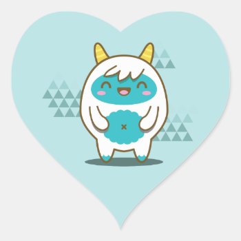 Yeti Heart Sticker by KawaiiMono at Zazzle