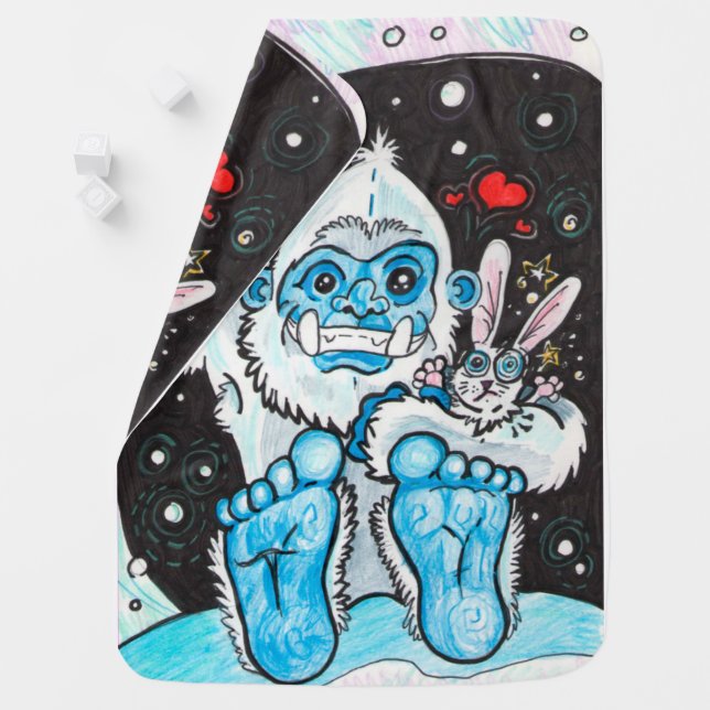 Yeti Holiday Hugs Baby Blanket (In Situ)