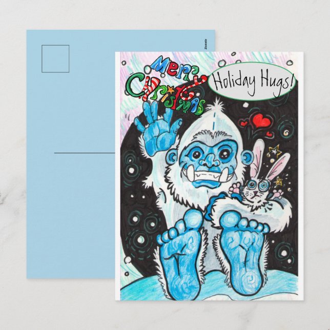 Yeti Holiday Hugs Postcard (Front/Back)