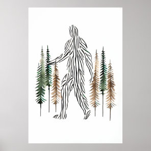 Yeti in the Pine Forest Poster