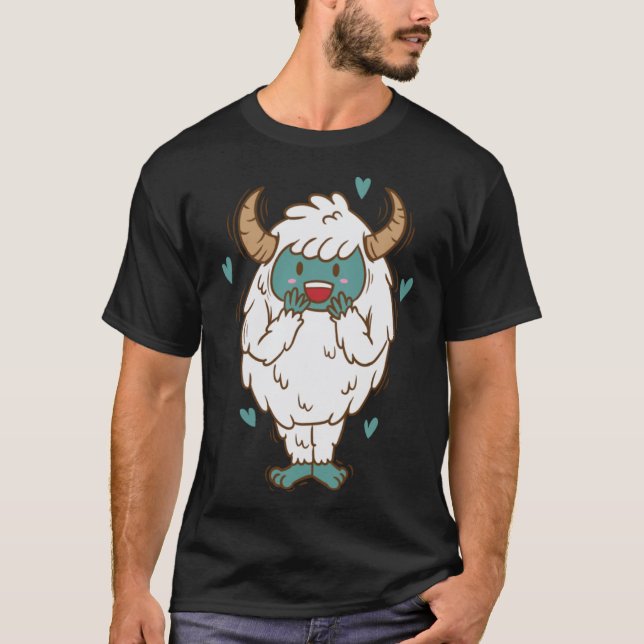 Yeti is in Love Snowman Creature T-Shirt (Front)