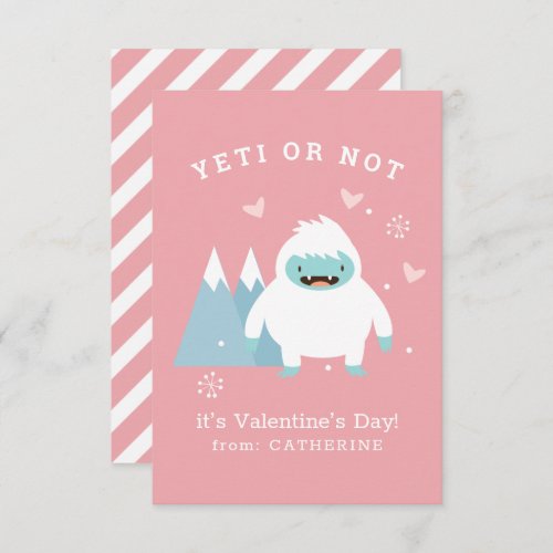 Yeti or Not Classroom Valentine Note Card