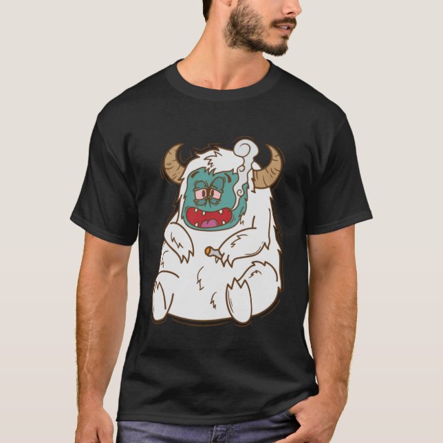 Yeti smoking Snowman Creature Footprints Pullover  (Front)