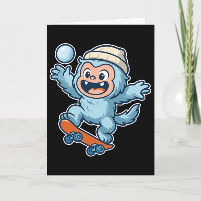 Yeti Snowll Skateboard Fun  Card (Front)