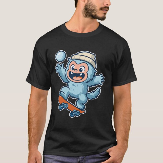Yeti Snowll Skateboard Fun  T-Shirt (Front)