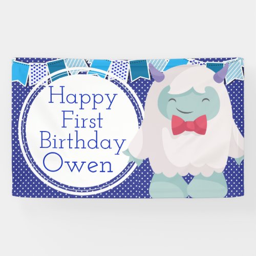 Yeti to Celebrate Boys Abominable Snowman Birthday Banner