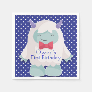 Yeti to Celebrate Boys Abominable Snowman Birthday Napkins
