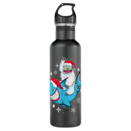 Yeti To Party Shark Santa Hat Christmas Pajama Xma Stainless Steel Water Bottle