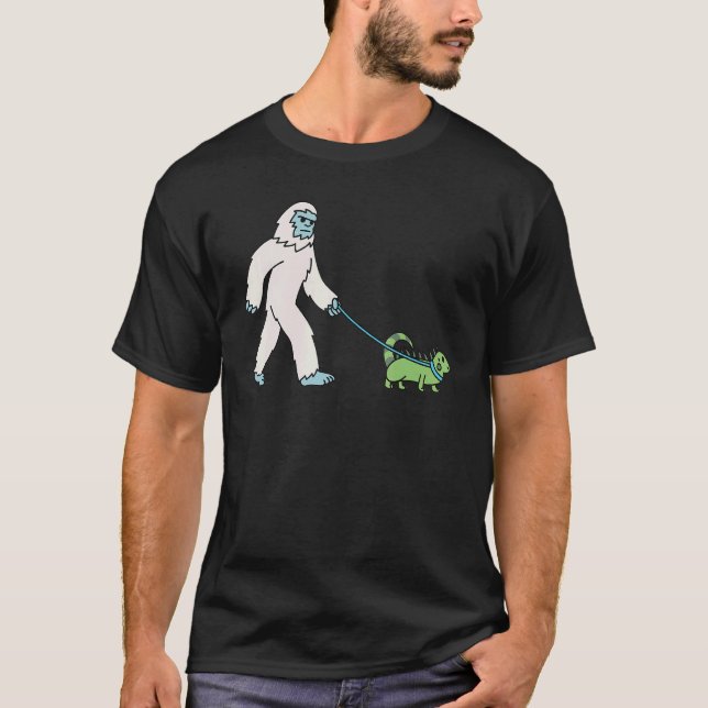 Yeti Walking Iguana Reptile Cryptozoology Pet T-Shirt (Front)