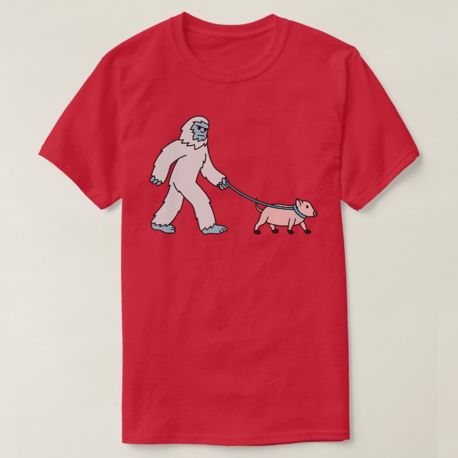 Yeti Walking Mini Pig Cryptozoology Pet Premium  T-Shirt (Design Front)