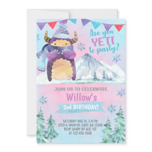 Yeti winter girl birthday invite, Yeti invitation. Invitation